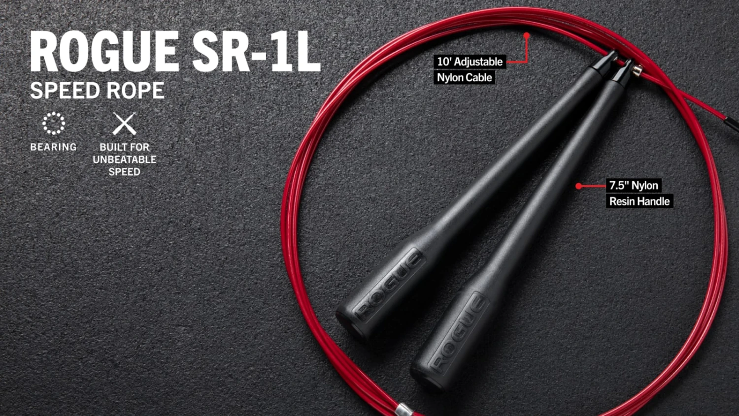Rogue SR-1L Long Handle Bearing Speed Rope 1 Rogue SR-1L Long Handle Bearing Speed Rope