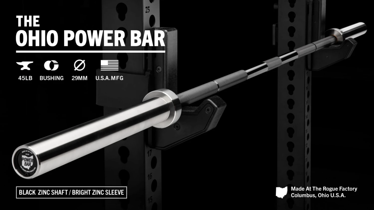 Rogue 45LB Ohio Power Bar - Black Zinc 1 Rogue 45LB Ohio Power Bar - Black Zinc