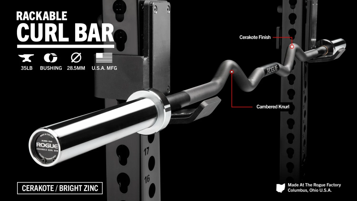Rogue Rackable Curl Bar - Cerakote 1 Rogue Rackable Curl Bar - Cerakote